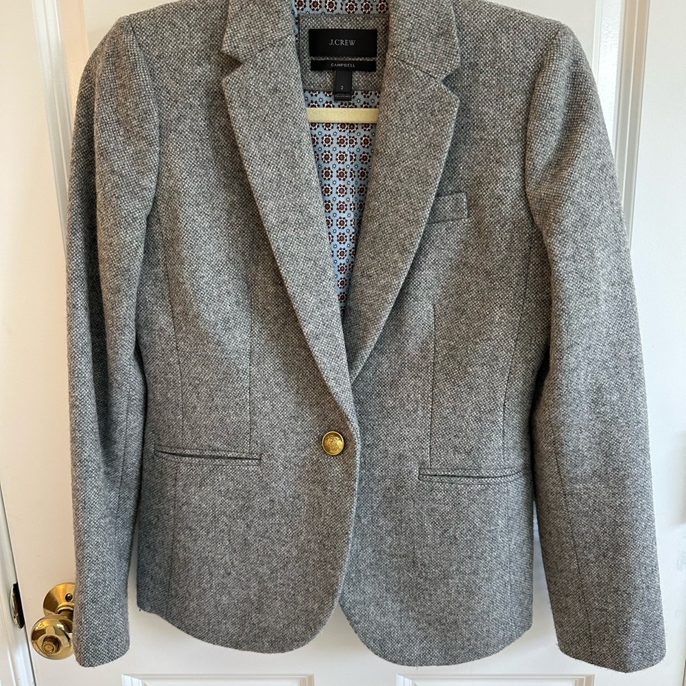 J. Crew Gray Blazer with Notched Lapels and Tailored Fit